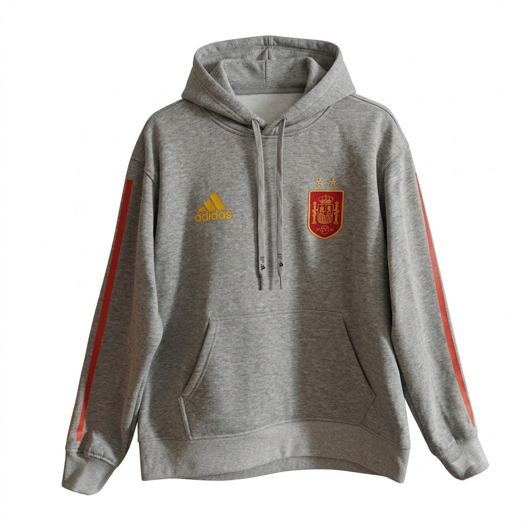 The 2026/27 Team Hoodie - Grey/Red combines -inspired football identity with a comfortable everyday silhouette.