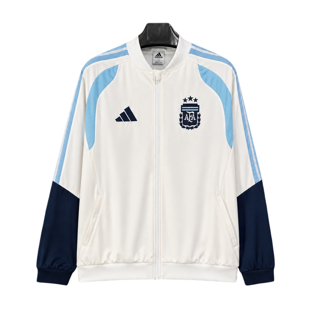 2026 Windbreaker Jacket - White/Light Blue - front product view
