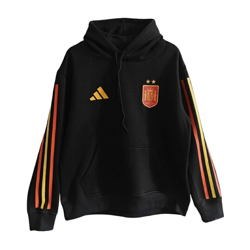 The 2026/27 Team Hoodie - Black/ Tricolor combines -inspired football identity with a comfortable everyday silhouette