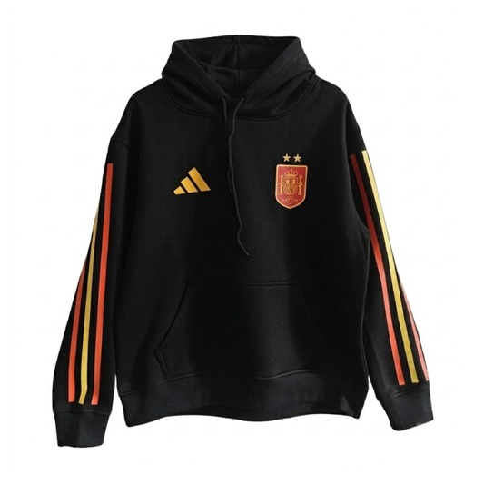 The 2026/27 Team Hoodie - Black/ Tricolor combines -inspired football identity with a comfortable everyday silhouette